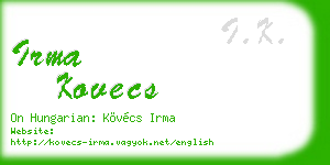 irma kovecs business card