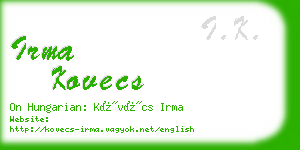 irma kovecs business card